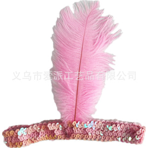 Ostrich Feather Headband Elastic <b>Sequin</b> Prom Party Costume Accessory - Product Image 2