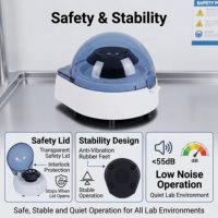 Mini-centrifugeuse polyvalente avec alimentation USB DC pour la préparation de PCR, le plasma sanguin et la séparation en laboratoire.