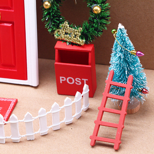Porta della casa delle bambole porta delle fate dei denti 1:12 con natale in accessori in miniatura di colore rosso set di porte per bambole - Product Image 3
