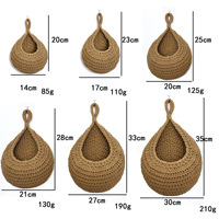 Corde de lin faite à la main tissé nid d'oiseau tenture murale filet de rangement sac cuisine salon panier de fruits goutte d'eau conception