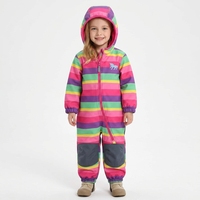 Combinaison de ski unisexe pour enfants, combinaison chaude en polaire, à capuche, imperméable, respirante, rayée, en polyester/coton, combinaison de neige pour bébé