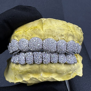 High Quality Custom Sterling Silver <strong>Teeth</strong> Grillz with Round Brilliant Cut Moissanite Hip Hop <strong>Jewelry</strong> Gold/Silver/Platinum Plated - Product Image 1