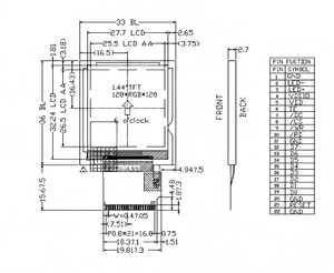 Écran LCD TFT carré de 1,44 pouce 128x128 avec interface MCU, affichage compact pour lecteur MP3, <span class=keywords><strong>TLCM</strong></span> complet - Product Image 6