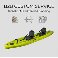 Kayak de pêche modulaire tandem vert citron, avec chaise antidérapante et pont en polyéthylène PE, pour vente en gros