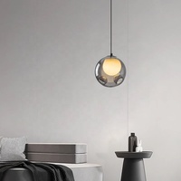 Suspension moderne gris fumé à double globe en verre, style nordique minimaliste, pour îlot de cuisine, bar, chevet