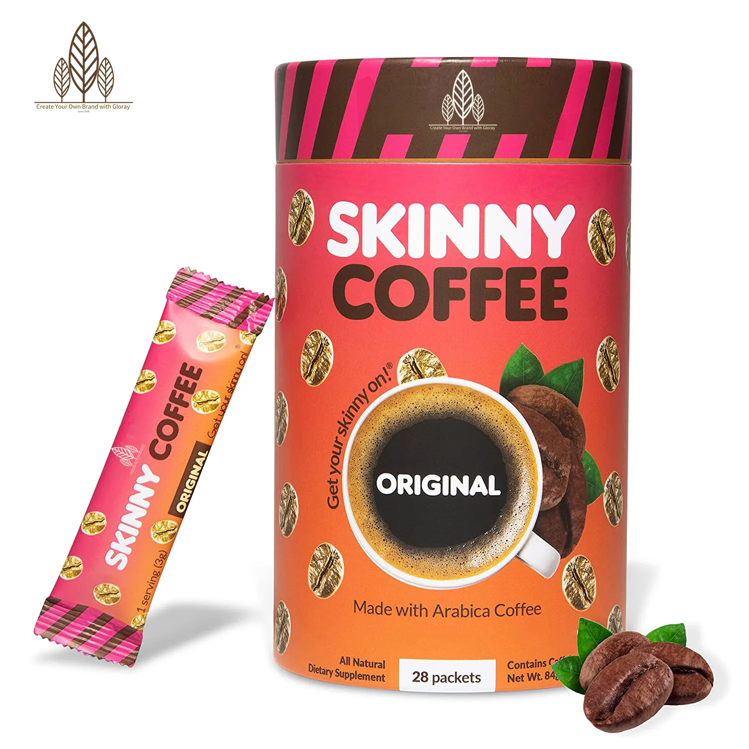 28 Dia Café Skinny Marca Personalizada Bebida Enzima Café com Maca Em Pó Energia Café Bebida para Queimar Gordura Dieta Cogumelo Em Pó