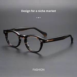 إطار نظارات أسيتات كلاسيكي أنيق للرجال، موديل ريترو 56006 مضاد للضوء الأزرق، نظارات بصرية بالجملة - Product Image 2