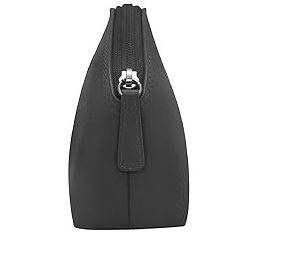 Bolsa de Cosméticos de Cuero Genuino Negro, Cierre de Cremallera, Duradera, Ecológica, Portátil, Ligera, Organizador de Maquillaje, Belleza - Product Image 6