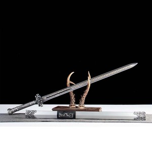 Handmade Vintage Chinese Han <b>Sword</b>, Antique <b>Silver</b> Embossed Fittings, White Patterned Scabbard, Collectible Ornament - Product Image 2