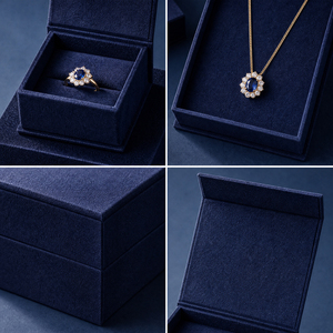Zebopak Navy Blue Suede Jewellery <b>Box</b> Set with Ring <b>Necklace</b> Bracelet Christmas Holiday <b>Gift</b> Collection Manufacturer - Product Image 3