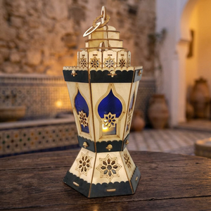 Linterna de Madera Hexagonal Hecha a Mano Zahereen AA120, Diseño Egipcio para Niños, Corte Láser, Decoración para Actividades Religiosas de Ramadán, Multicolor - Product Image 3