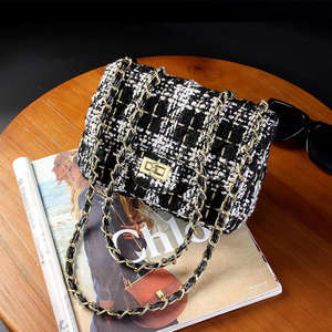 Bolso de Hombro Pequeño de Lana a Cuadros con Cadena de Diamantes, Estilo Fragante, Novedad 2026 - Product Image 6