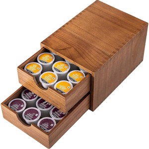 Boîte de rangement en bois pour dosettes de café avec plateau coulissant pour machine à café, organisateur domestique, couleur unie - Product Image 5