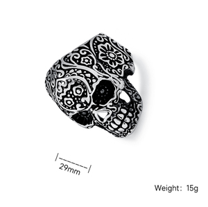 Bague en acier inoxydable 29MM argent or noir crâne rétro fantôme tête coulée Laser <span class=keywords><strong>Logo</strong></span> acier inoxydable bague bijoux 855 - Product Image 2