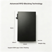 Caja de Aluminio Minimalista para Tarjetas de Crédito con Protección RFID, con Logotipo OEM Personalizado, para Hombre, con Placa Integrada
