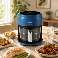 Friteuse à air chaud 3,5 L avec panier en verre visible, écran tactile numérique, cuisson sans huile pour la maison, la cuisine, l'hôtel, économe en énergie
