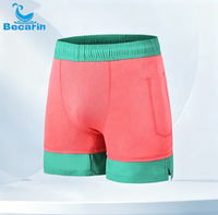 Shorts de bain pour hommes 2 en 1 avec doublure de compression, séchage rapide, cordon de serrage, taille élastique, shorts de plage avec doublure intérieure