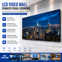 Mur vidéo LCD 3x3 4K Ultra HD à cadre ultra-fin, raccordement sans soudure, haute luminosité, écran commercial pour salle de contrôle