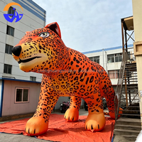 Modèle de léopard gonflable personnalisé en tissu Oxford, thème animal, pour publicité extérieure, avec ventilateur intégré, durable