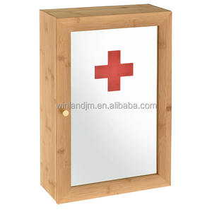 Botiquín de primeros auxilios de bambú <span class=keywords><strong>natural</strong></span> moderno, botiquín de hospital montado en la pared para sala de estar, cocina, taller, dormitorio, almacenamiento - Product Image 1