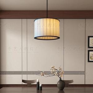 Lampe suspendue de style chinois, lampe ronde en tissu noir E27 pour salle de thé, restaurant, décoration Zen - Product Image 3