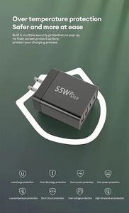 4 Ports 55W Super Fast Charging <b>Adapter</b> AU UK EU US <b>Plug</b> 2 Type C+2 <b>USB</b> PD 20W Power Charger for Huawei/Xiaomi/Sam/Ios - Product Image 6