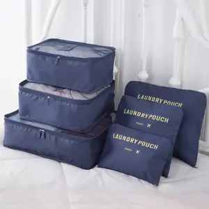 Korean Style Six-Piece Unisex Travel Storage Bag Set Waterproof Luggage Organizer With Zipper Closure