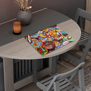 Manteles Individuales con Logotipo Tejido de Flores Coloridas Etíopes Impresos en 3D Personalizados, Manteles de Algodón y Lino Ecológicos para el Hogar, <span class=keywords><strong>Restaurante</strong></span> y Cocina - Product Image 4