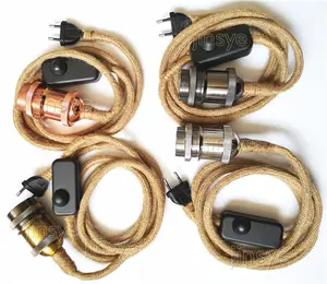 E27 CE kumaş keten kablo güç kabloları dimmer anahtarı ile