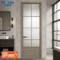 Porte en verre pour salle de bain commerciale, cadre en aluminium, porte en verre de confidentialité pour les fournitures de bâtiment