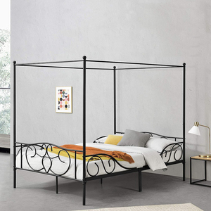 Cheap Wrought Iron Platform 4 Four <b>Poster</b> Metal Canopy Beds Full Gold White Twin King Size Canopy Bed <b>Frame</b> - Product Image 4