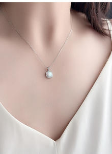 Collar con Colgante de Ópalo Azul Cuadrado en Plata de Ley S925 con Baño de Rodio, Adorno de Circonitas, Inspirado en el Océano, Moderno, para Mujer - Product Image 6