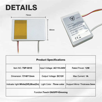 Shinechip TSP-001D AC110V/220V 12W Interrupteur tactile intelligent à intensité variable IP20 pour miroir LED tricolore avec capteur de lumière pour salle de bain