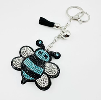 Koningsblauw schattig bijenvormig stijlvol sleutelhanger met volledig strass-versiering en kwastjes, hoogwaardig bestseller hangend ornament