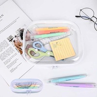 Étui rigide en plastique transparent avec double fermeture éclair, pochette rigide portable, organiseur de voyage pour le rangement des jouets