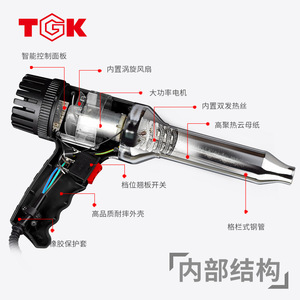 ปืนเชื่อมพลาสติก Tgk 700W ปรับอุณหภูมิได้ ปืนลมร้อนอุตสาหกรรมสำหรับเชื่อมโพลีโพรพิลีน - Product Image 3