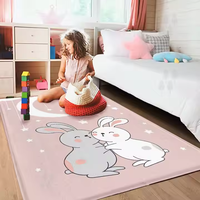 Tapis de sol en mousse pour chambre à coucher et chevet, en peluche, motif animal rose, dessin animé
