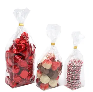 Opp Block Bottom Plastic Packaging Cellophane Bags for Christmas Gift Candy Food Chocolate Biscuits with Card Bottom