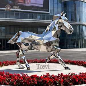 รูปปั้นม้าตั้งทำจากสแตนเลสรูปปั้นสัตว์โลหะขัดเงาสูงของ TREVI อุปกรณ์ตกแต่งกลางแจ้ง - Product Image 3