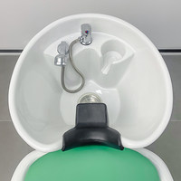 Nouveau lit de lavage de luxe durable pour salon, avec design moderne et simple en céramique et acier inoxydable, semi-inclinable et à hauteur réglable pour salon de coiffure