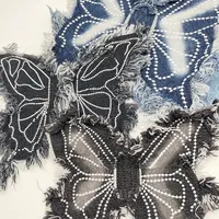 Nouvelle mode Grand patch en jean brodé papillon à franges, patchs anime pour vêtements, chaussures de sport, patchs à coudre, DIY pour vêtements