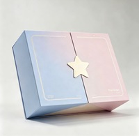 Boîte cadeau rigide à fermeture magnétique personnalisée, écologique, biodégradable, impression quadricolore dégradé rose-bleu, avec étiquette étoile