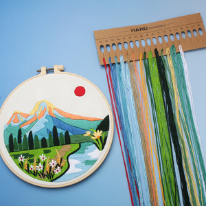 Kit de broderie DIY paysage <span class=keywords><strong>anglais</strong></span> montagne et eau, fait main, pour débutants, à partir de zéro, sur toile de coton, pour tableau mural - Product Image 2