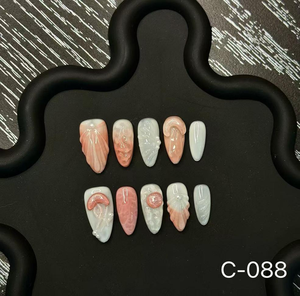 Venta al por Mayor <span class=keywords><strong>de</strong></span> 10 <span class=keywords><strong>Uñas</strong></span> Postizas Francesas Hechas a Mano con un Hermoso Diseño Personalizado <span class=keywords><strong>de</strong></span> Lujo, Muestras Gratis y Empaque Personalizado - Product Image 2