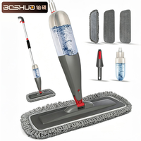 Serpillère en acier pour le nettoyage des sols en bois dur et en carrelage avec des tampons en microfibre lavables, bouteille rechargeable de 800 ml |   3 tampons de serpillière réutilisables