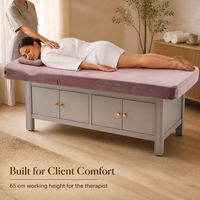 Schönheitssalon-Massageliege mit Stauraum, Rosé-Velours-Polsterung und anhebbarer Rückenlehne