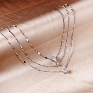 Collar con Colgante de Diamantes en Forma de Gota de Agua y Corazón, Diseño Nuevo y Popular 2022, Cadena Triple, Acero Inoxidable, Chapado en Oro de 18k, para Citas - Product Image 6