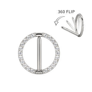 El más nuevo de fábrica ASTM F136 G23 titanio CZ pavimentado cuerpo joyería Sexy pezón anillo y cara segmento anillo para boda o compromiso - Product Image 4
