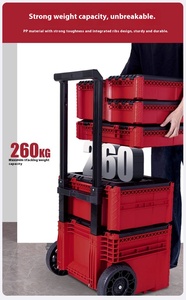 Luxury 6 1 New Design Pull <b>Rod</b> Stackable 30L Capacity Four-wheel Foldable Storage Case Wheeled Equipment <b>Plastic</b> Push-pull Set - Product Image 3