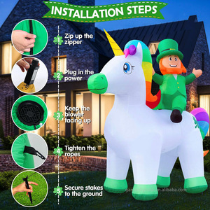 Duende Inflable Gigante de 9 Pies de Altura Montado en Unicornio con Luces LED, Impermeable, Decoración para el Día de San Patricio, Jardín, Patio, Centro Comercial, Fiesta - Product Image 6